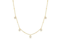  Starlit Drops - Link necklaces - Silver / 14kt GP - Zirconia - 48cm